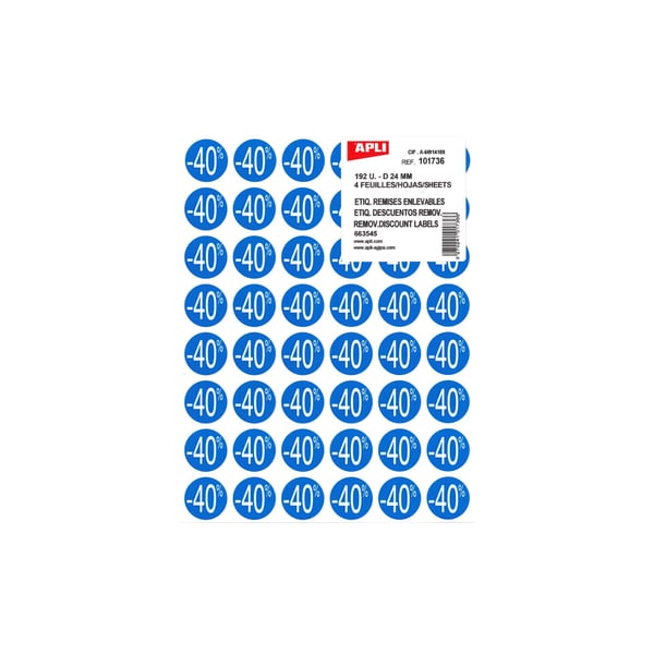 APLI 101736 självhäftande etiketter Lösa Blå APLI 101736 självhäftande etiketter Lösa Blå