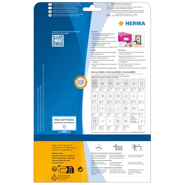Pikkukuva 2 / 2: HERMA 8832 tulostintarra Valkoinen Itse kiinnittyvä tulostintarra