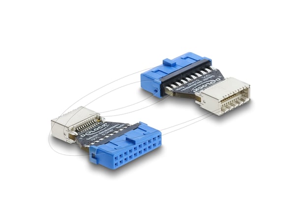 Miniatyrbild 1 av 2: DeLOCK 67344 kabelomvandlare (hane/hona) USB 5 Gbps 20 pin header type-E Blå