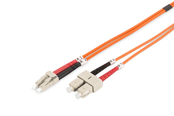 Miniatyrbillede 1 af 5: DIGITUS fiberoptisk patchkabel LC/SC 50/125µm 1m Multimode Duplex Halogenfri op til 1Gbit med testrapport orange OM2 (DK-2532-01)