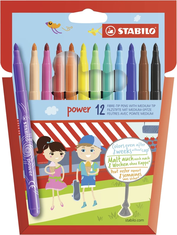 Miniatyrbild 1 av 6: STABILO power stiftpennor Medium Multifärg 12 styck