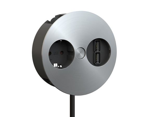 Miniatyrbillede 1 af 3: Bachmann 931.031 stikkontakt Type F + 2 x USB A Rustfrit stål