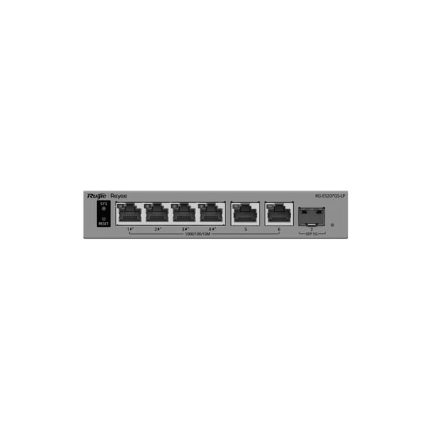 Ruijie Networks RG-ES207GS-LP nätverksswitchar hanterad L2 Gigabit Ethernet (10/100/1000) Strömförsörjning via Ethernet (PoE) stöd Grå