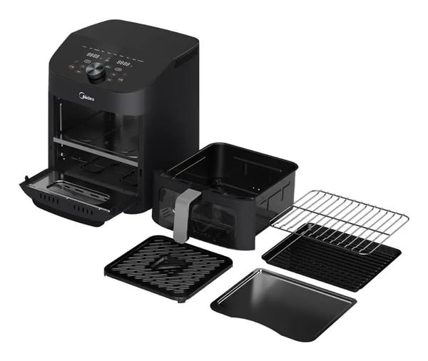 Midea MAD1100DADK frituregryde Dobbelt 11 L Enkeltstående 1700 W Varmluftsteger Sort