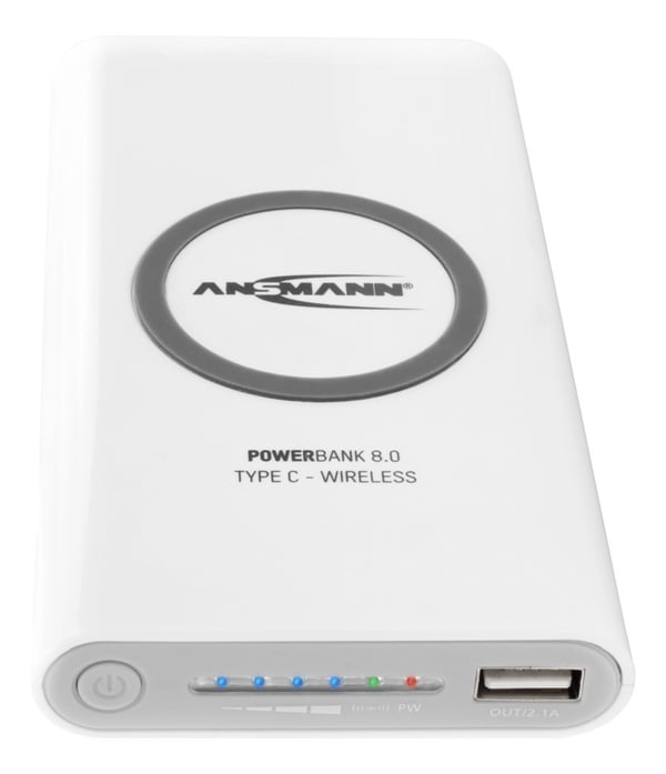 Ansmann Powerbank 8.8 Lithium polymer (LiPo) 8000 mAh Trådløs opladning Hvid