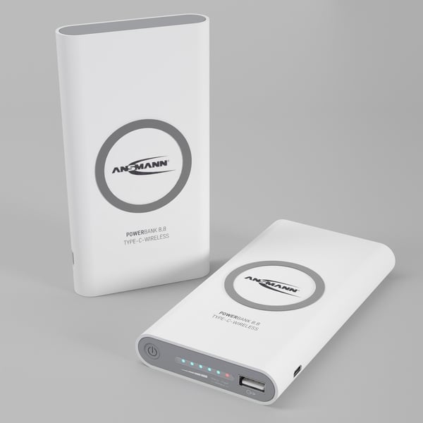 Ansmann Powerbank 8.8 Lithium polymer (LiPo) 8000 mAh Trådløs opladning Hvid