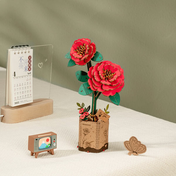 ROBOTIME Red Camellia 3D-palapeli 113 kpl Kasvisto