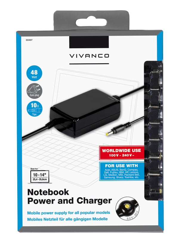Miniatyrbillede 2 af 3: Vivanco IT-PO NB AC 48 strømadapter og vekselret Indendørs 48 W Sort