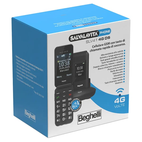 Beghelli SLV41 7,11 cm (2.8") 128 g Musta Senioripuhelin