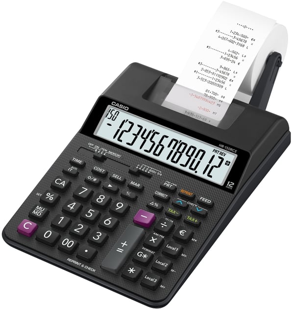 Casio HR-150RCE miniräknare Skrivbord Utskrift Svart