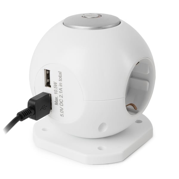 Miniatyrbillede 7 af 8: Entac ESC1.5G3-USB-GLOBE stikdåse 1,5 m 3 AC stikkontakt(er) Indendørs Hvid