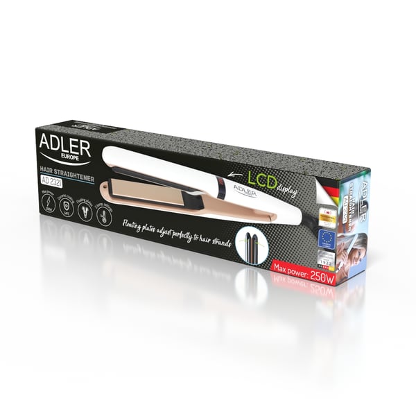 Miniatyrbillede 8 af 11: Adler AD 2321 hårstyler Glattejern Damp Rød 45 W 1,83 m