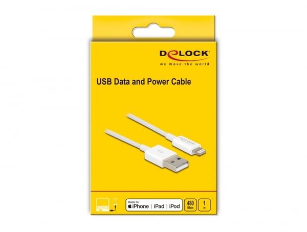 DeLOCK 83000 Lightning kabel 1 m Hvid