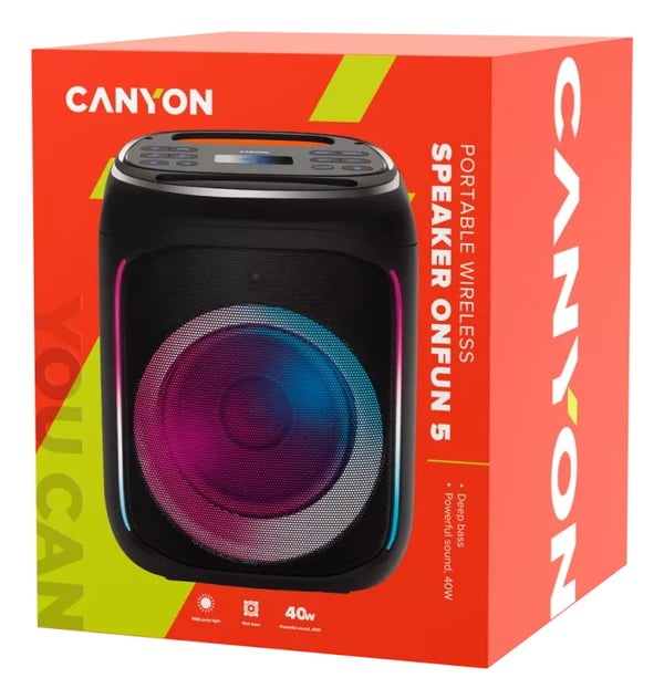 Pikkukuva 4 / 5: Canyon CNE-PBSP5 Kannettava ja juhlakaiutin Musta, Oranssi 40 W