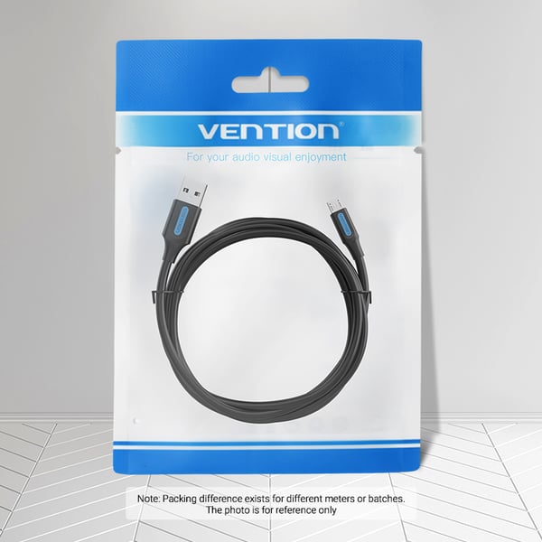 Vention COLBI USB-kaapeli USB 2.0 3 m USB A Micro-USB B 0,48 Gbit/s Musta, Hopea
