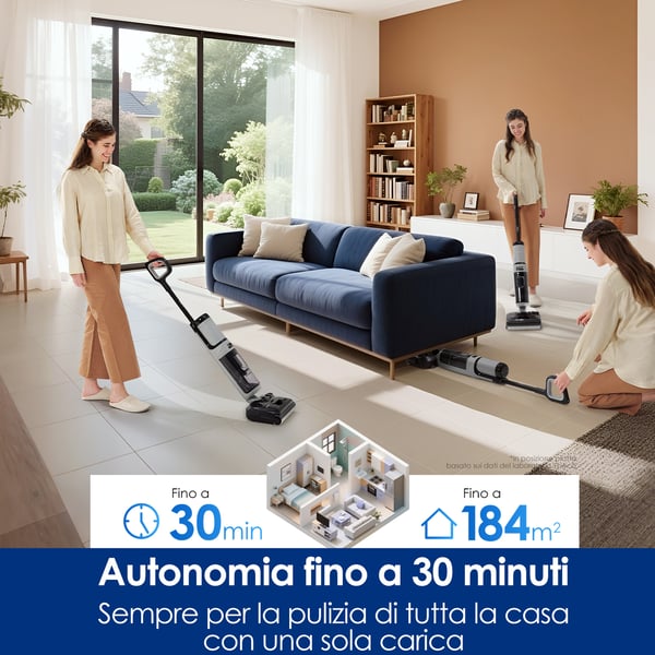 Tineco FloorOne i5 Stretch PLUS Upprättstående dammsugare Batteri Torr&våt Utan påse 210 W Grå 2,5 Ah