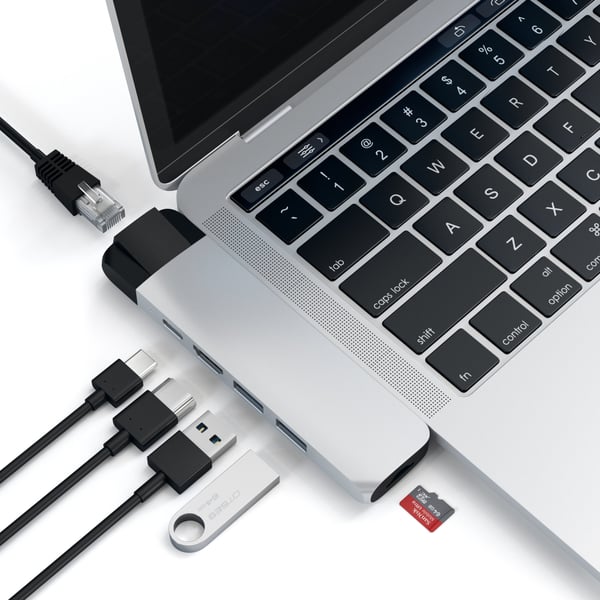 Pikkukuva 3 / 7: Satechi ST-TCPHES kannettavien tietokoneiden telakka ja porttitoistin USB 3.2 Gen 1 (3.1 Gen 1) Type-C Hopea