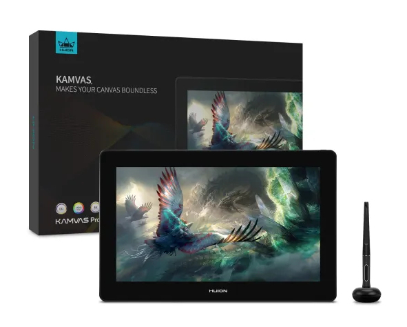 Miniatyrbillede 2 af 6: HUION Kamvas Pro 16 Plus tegneplade Grå 5080 lpi 345,6 x 194,4 mm USB