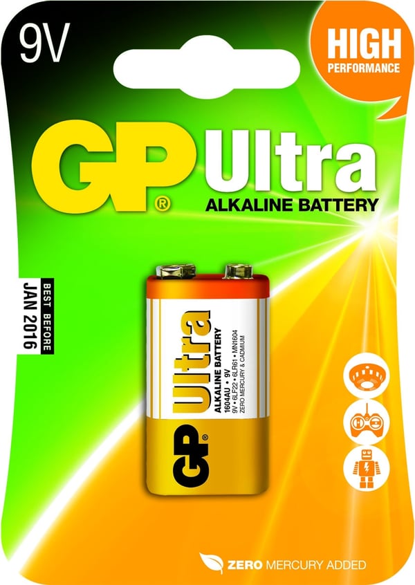Miniatyrbillede 2 af 2: GP Batteries Ultra Alkaline 9V Engangsbatteri