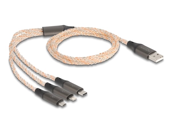 DeLOCK 88158 USB-kabel USB 2.0 1,2 m USB A USB C/Micro-USB B/Lightning Transparent
