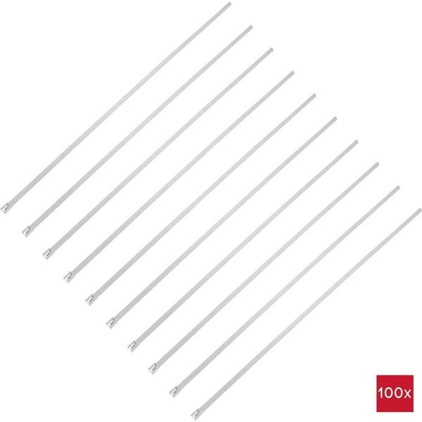 TRU COMPONENTS TC-12656580 kabelsamler Stige kabelbinder Rustfrit stål Rustfrit stål, Hvid 100 stk
