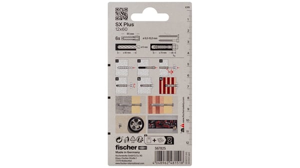 Fischer 567825 skruvankare och väggplugg 6 styck Expansionsankare 60 mm