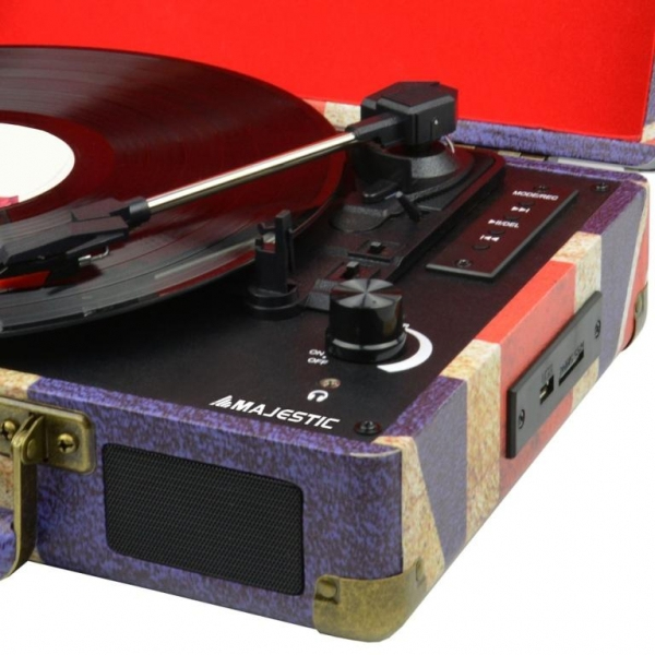 New Majestic TT-43 BT/USB/SD/AX Bæltedrevet pladespiller Blå, Rød, Hvid