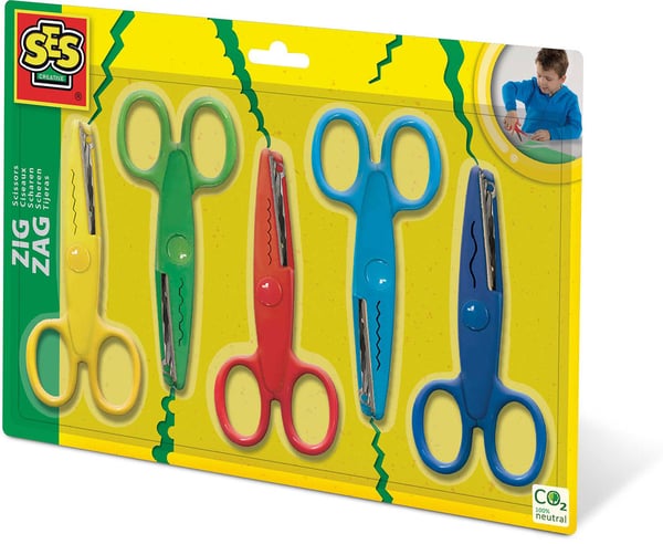 Miniatyrbild 1 av 7: SES Creative Zigzag scissors Pysselsaxar Figursnitt Blå, Cyan, Grön, Röd, Gul