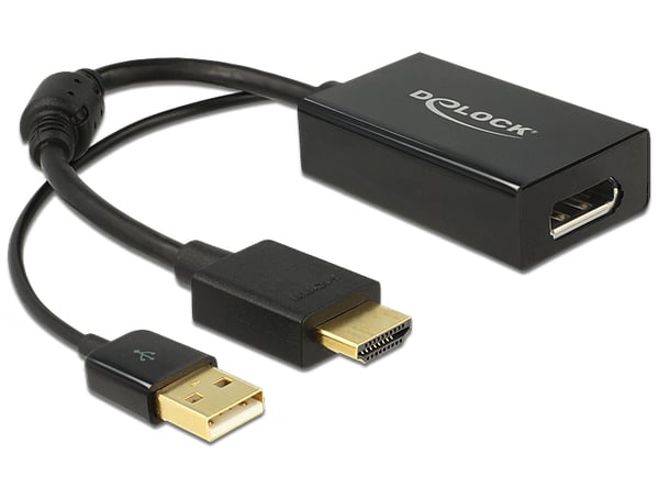 Miniatyrbillede 1 af 2: DeLOCK 0.245m HDMI+USB2.0-A/DisplayPort 0,254 m HDMI + USB Sort