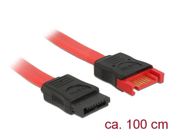 Miniatyrbillede 1 af 2: DeLOCK 83956 SATA-kabel 1 m SATA 7-pin Sort, Rød