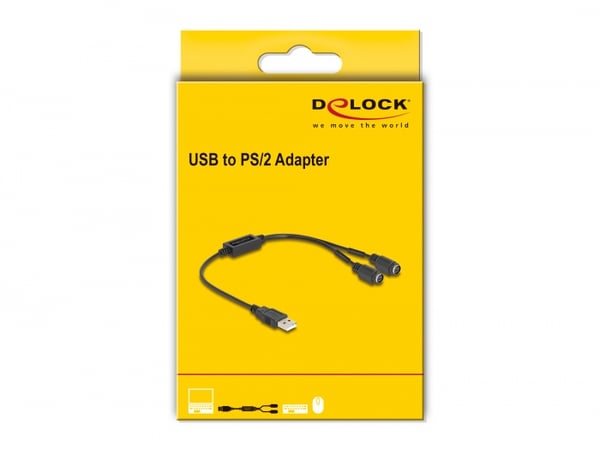 Miniatyrbild 2 av 2: DeLOCK 61061 PS2-kablar 0,43 m 2x 6-p Mini-DIN USB A Svart
