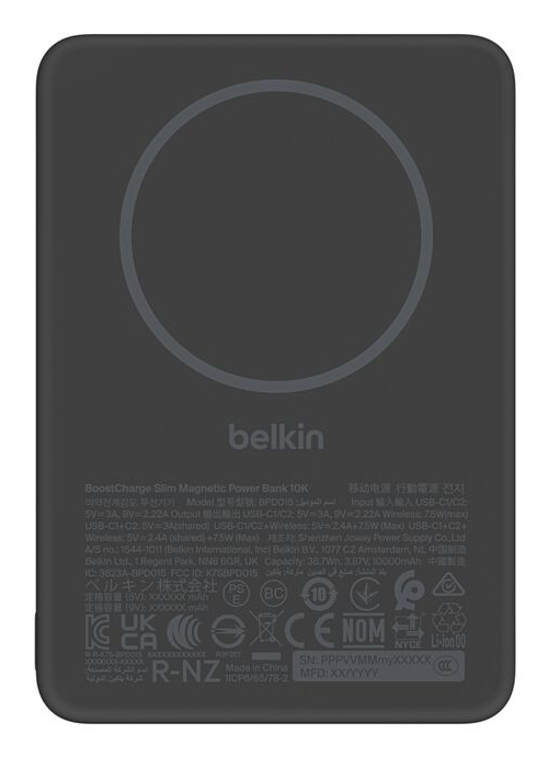 Belkin BPD015HQBK powerbank Trådløs opladning Sort