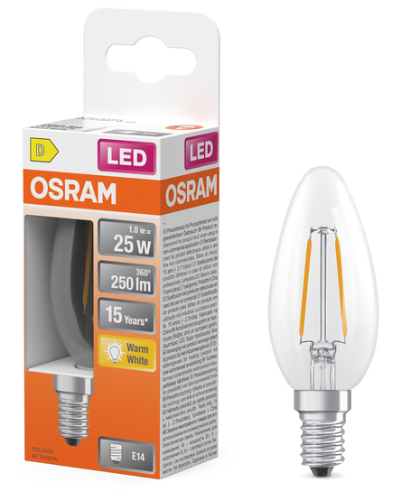 Miniatyrbillede 4 af 5: Osram 4099854466779 LED-lampe Varm hvid 2700 K 1,8 W E14 D