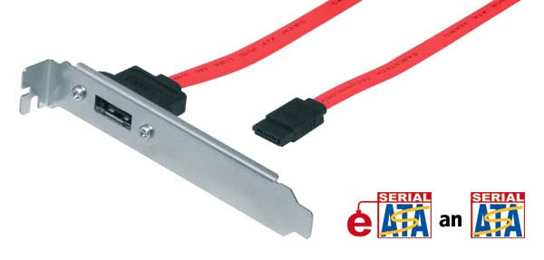 Tecline 30696 SATA-kabel 0,5 m SATA 7-pin eSATA Rød, Sølv
