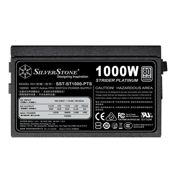 Pikkukuva 7 / 18: Silverstone SST-ST1000-PTS virtalähdeyksikkö 1000 W 20-pin ATX ATX Musta