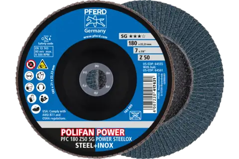 PFERD POLIFAN flap discs zirconia alumina Z SG POWER STEELOX 10 styck