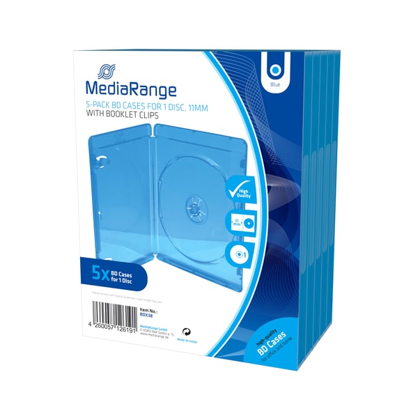 MediaRange BOX38 optisk disk etui Blu-ray etui 1 diske Blå