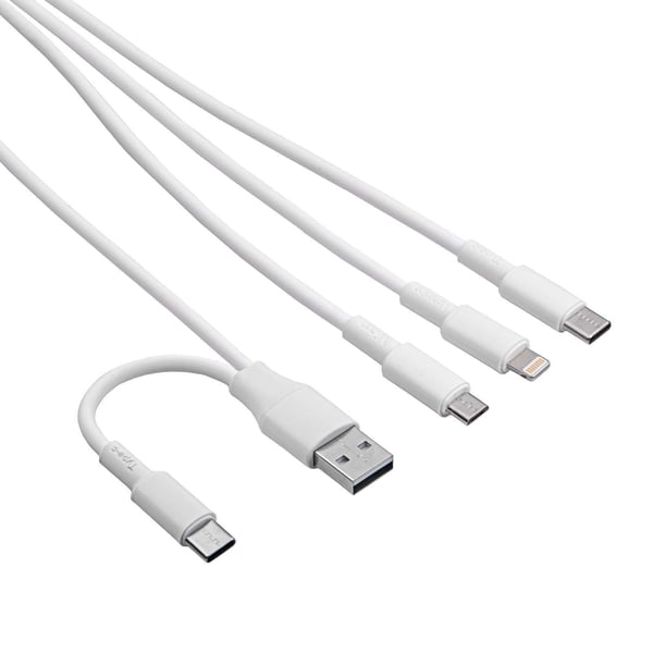 Akyga AK-USB-52 USB-kabel 1,2 m USB A/USB C USB C/Micro-USB B/Lightning 10 W Hvid