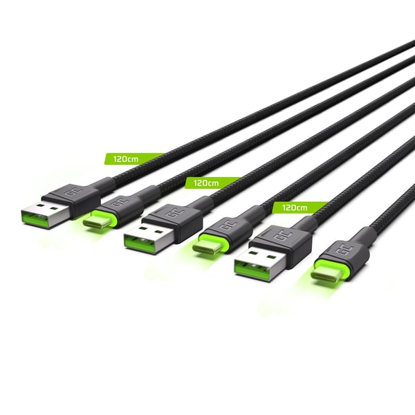 Miniatyrbillede 2 af 3: Green Cell KABGCSET02 USB-kabel 1,2 m USB A USB C 0,48 Gbit/sek. Sort