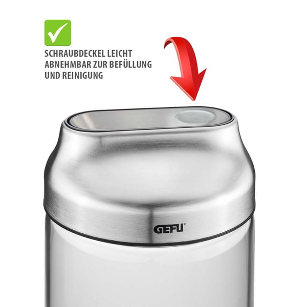 Miniatyrbillede 3 af 8: GEFU KIPPO Rund Krukke 1 L Rustfrit stål, Transparent 1 stk