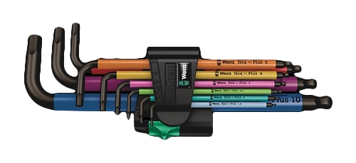 Wera 950 Spkl9 Hex-plus Hex Key Set Insexnycklar med L-handtag, set Metriska/brittiska 9 styck