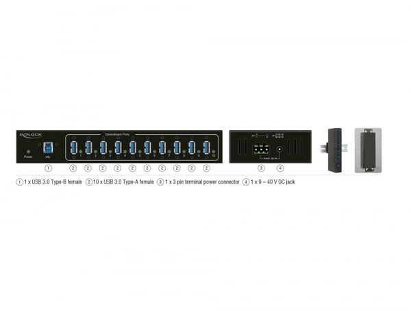DeLOCK 63919 gränssnittshubbar USB 3.2 Gen 1 (3.1 Gen 1) Micro-B 5000 Mbit/s Svart