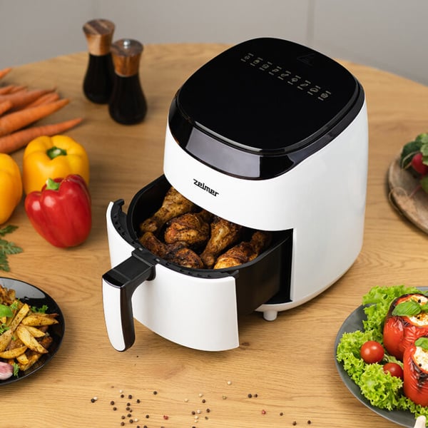 Zelmer ZAF3551W frituregryde Enkelt 3,5 L Enkeltstående 1200 W Lavfedt steger Sort, Hvid