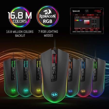 REDRAGON M711 COBRA mus Spil Højre hånd USB Type-A Optisk 10000 dpi