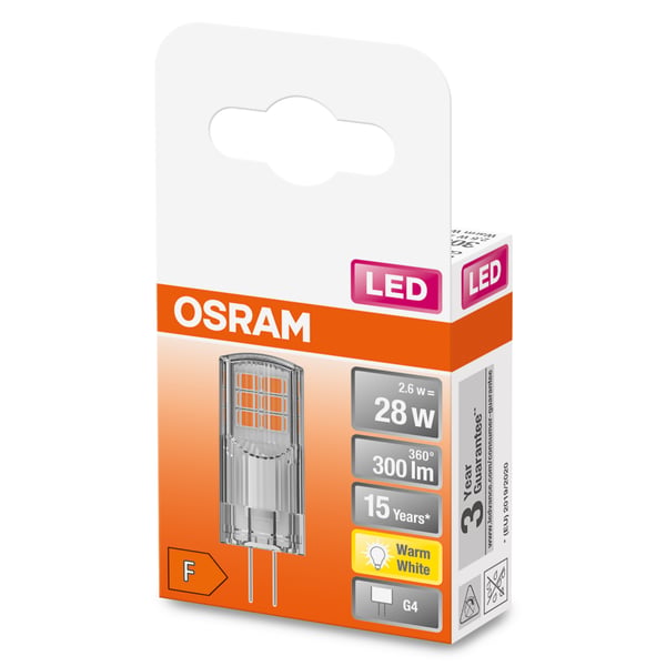 Miniatyrbild 6 av 6: Osram STAR LED-lampor Varmvitt 2700 K 2,4 W G4 F
