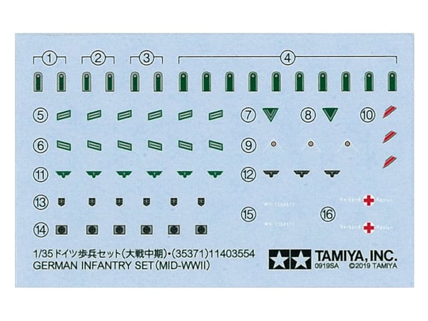 Tamiya German Infantry Set delar och tillbehör till skalmodell Soldater