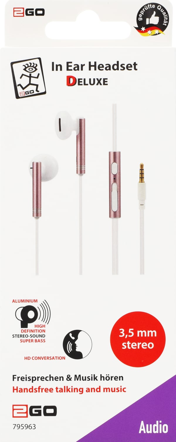 2GO 795963 hörlur och headset Kabel I öra Samtal/musik Guld, Rosa