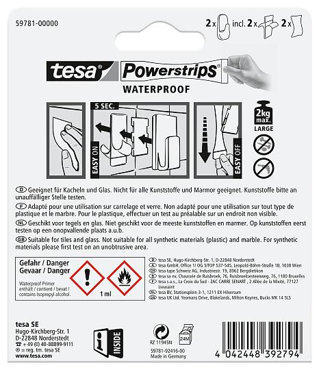 Miniatyrbild 3 av 11: TESA 59781-00000 förvaringskrok inomhus Handdukskrok Vit 2 styck