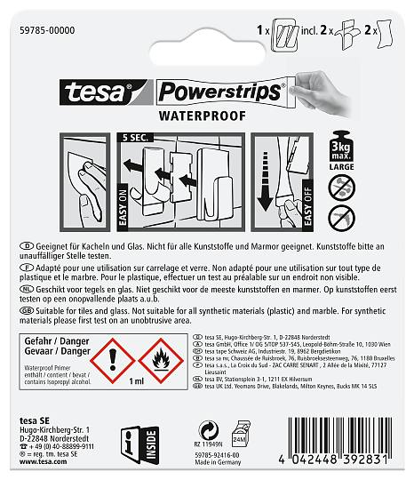Miniatyrbillede 12 af 13: Tesa 59785-00000 - Indendørs - Håndklædekrog - Rustfrit stål - Hvid - Plast - Rustfrit stål - Klæbestrimmel
