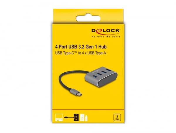 DeLOCK 63223 keskitin USB 3.2 Gen 1 (3.1 Gen 1) Type-C 5000 Mbit/s Musta